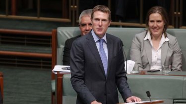 Making an impression: Far from his home in WA, Liberal MP Christian Porter delivers his maiden speech.