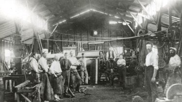 Joseph Furphy working at his brother's foundry in 1889.
