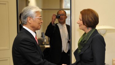 Prime Minister Julia Gillard meets Masayuki Naoshima, Japan's former minister for industry.