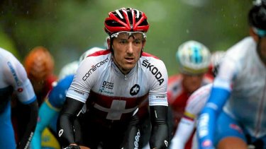 Soaked: Fabian Cancellara of Switzerland.