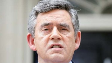 Stepping down ... Gordon Brown announces his intentions outside 10 Downing Street.