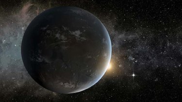 This artist's concept depicts NASA's Kepler misssion's smallest habitable zone planet, Kepler-62f.