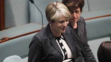Tanya Plibersek,  less than a fortnight out from giving birth,  arrives the opening of parliament.