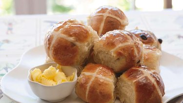 Prize winners ... Wailyn Mar's hot cross buns, from the Blue Ribbon Recipes cookbook.