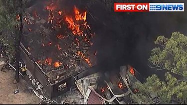 A burning shed in Mt Tamborine.