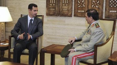 President Bashar al-Assad and newly-installed Defence Minister Fahad Jassim al-Freij in Damscus.