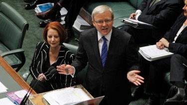 Prime Minister Julia Gillard and Foreign Minister Kevin Rudd during Question Time last week.