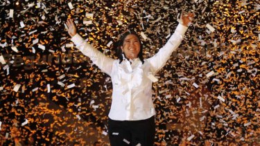 Candidate Keiko Fujimoro holds a slim lead.