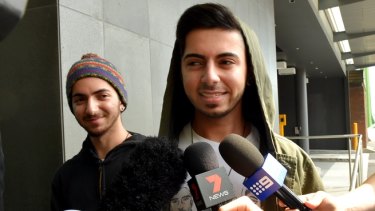Arman and Max Jalal outside court on Thursday.