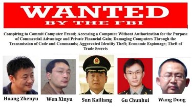 The five Chinese men have been indicted for allegedly stealing trade data from industrial companies.