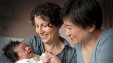 ''You have a child because you want to have a family'' &#8230; Sophie Allouache and Penny Wong with their daughter Alexandra, who was born a week after Labor debated the issue of gay marriage.