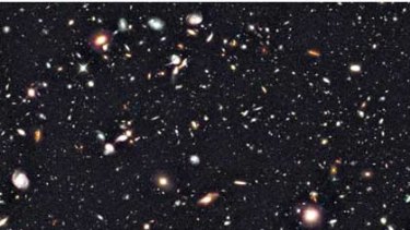 The deepest image of the universe ever taken in near-infrared light. The faintest and reddest objects in the image are galaxies that formed 600 million years after the Big Bang.