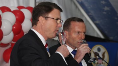 Then prime minister Tony Abbott with US ambassador John Berry in June. 