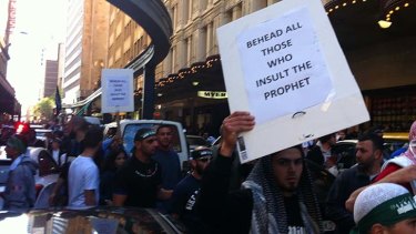 Protesters on the streets of Sydney  today.