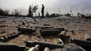 Spent bullets litter the ground following three days of battles at Tripoli's international airport.