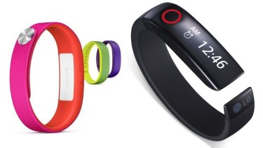 On the cuff: Sony’s smartband (left) and LG's Lifeband Touch (right).