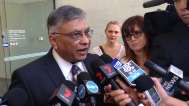 Jayant Patel speaks to the media outside Brisbane District Court following his sentencing for fraud.