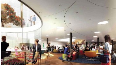 An internal view of what the new Green Square library will look like.