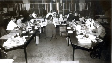 <i>The Age</i> has had a long and proud history of editorial independence. Pictured is the sub-editors' desk in 1971.