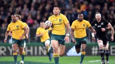 In the clear: Israel Folau scores the Wallabies' first try in Dunedin.