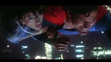 Margot Kidder with Christopher Reeve in Superman: The Movie (1978). She later forgot to warn her young daughter of the scene where she dies.