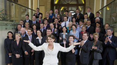 Premier Anna Bligh with her new Labor caucus on Tuesday.