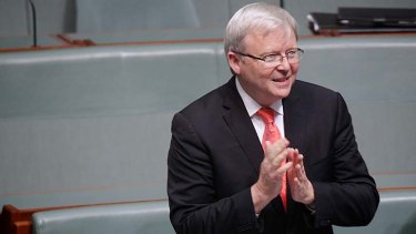 Labor MP Kevin Rudd during Question Time at Parliament House in Canberra.