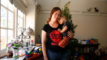 "I'm frightened:" Ruth Townley, who is concerned about the air pollution impacts for herself and her son Joey, from the WestConnex development.