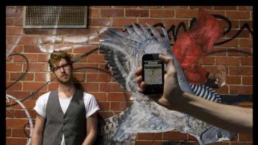 James Harcourt uses the new app Broadcastr to tell the world about Melbourne street art, including this piece in Argyle Street, Fitzroy, by Urban Cake Lady.