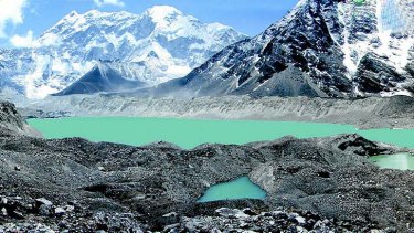 Nepalese glaciers like this one can pose a threat to 'downslope' communities.