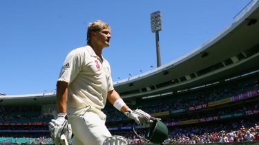 Here I go again ... Shane Watson trudges off after falling for 97 yesterday - his third dismissal in the nineties this summer.