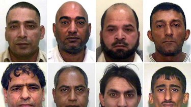 Eight of nine men  convicted of a variety of offences connected with a child sexual exploitqation ring:  (L-R top row) Adil Khan, Mohammed Amin, Abdul Rauf, Mohammed Sajid (L-R bottom row) Abdul Aziz, Abdul Qayyum, Hamid Safi and Kabeer Hassan. The ninth man convicted could not be identified for legal reasons.