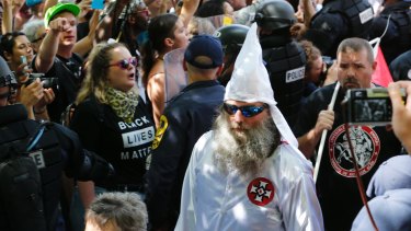 Members of the KKK at the Charlottesville white supremacist rally.