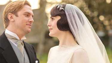 Happier times ... Matthew Crawley and Lady Mary.