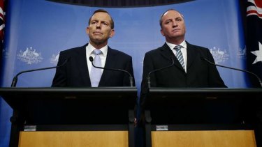 Prime Minister Tony Abbott and Agriculture Minister Barnaby Joyce announce a $320 million drought relief package.