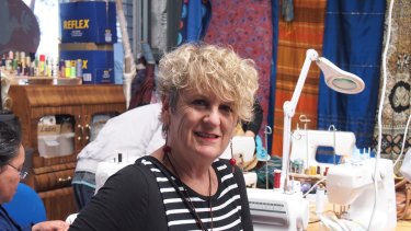Julie Giles runs Stitch, a sewing program for refugee women at Diversitat in Geelong. She has Afghan and Karan women in her group which is as much about building language skills and social connections as it is about sewing.