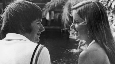 Happier times: Jimmy Connors and Chris Evert hold hands by a pond in 1975.