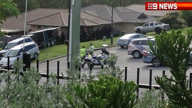 The scene of a siege at Upper Coomera on the Gold Coast.