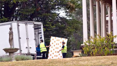 Protective measures: Removalists at the Norman Lindsay Gallery in Faulconbridge.