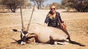 The controversial hunting photo, which ignited a social media backlash against Belgian Axelle Despiegelaere.