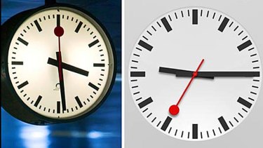 The Swiss clock (left) and the Apple dial (right).