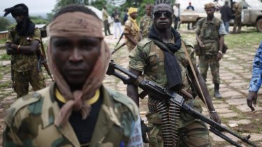Fighters from the predominantly Muslim Seleka militia near the town of Lioto on June 9.