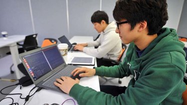 In training: A young computer expert studying at the Korea Information Technology Research Institute in Seoul.