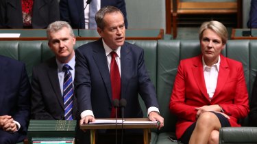 Opposition Leader Bill Shorten delivers the Budget in Reply address at Parliament House in Canberra on Thursday.