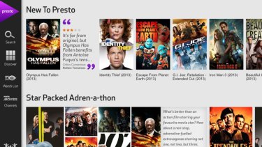 Foxtel's Presto movie service running on an Apple iPad.