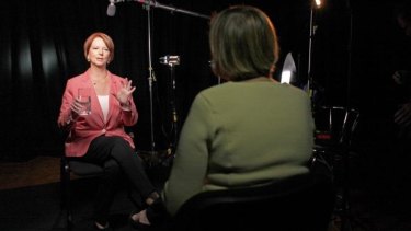In the red corner: Julia Gillard is interviewed by Sarah Ferguson in <i>The Killing Season</i>.
