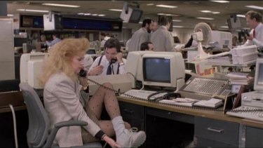 A sneaker wearing Melanie Griffith in the 1988 film 'Working Girl'.