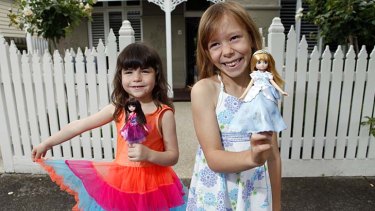 Healthier: Genevieve Bland and Caitlin Dooley with their Lottie dolls, which can stand and wear practical clothes.