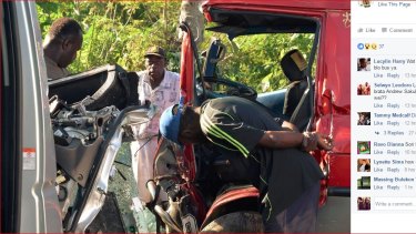 Vanuatu Daily Post images showing a bus crash. 
