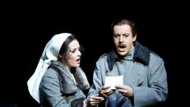 Emotional directness . . . Anthony Warlow as Yurii Zhivago and Lara played by Lucy Maunder in the production of the famous novel.